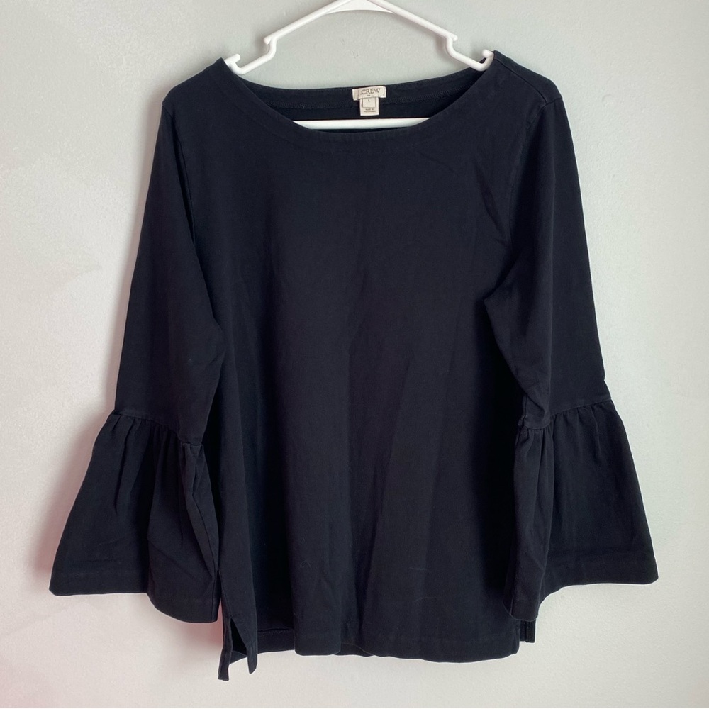 J. Crew Black Bell Sleeve Cotton Shirt
